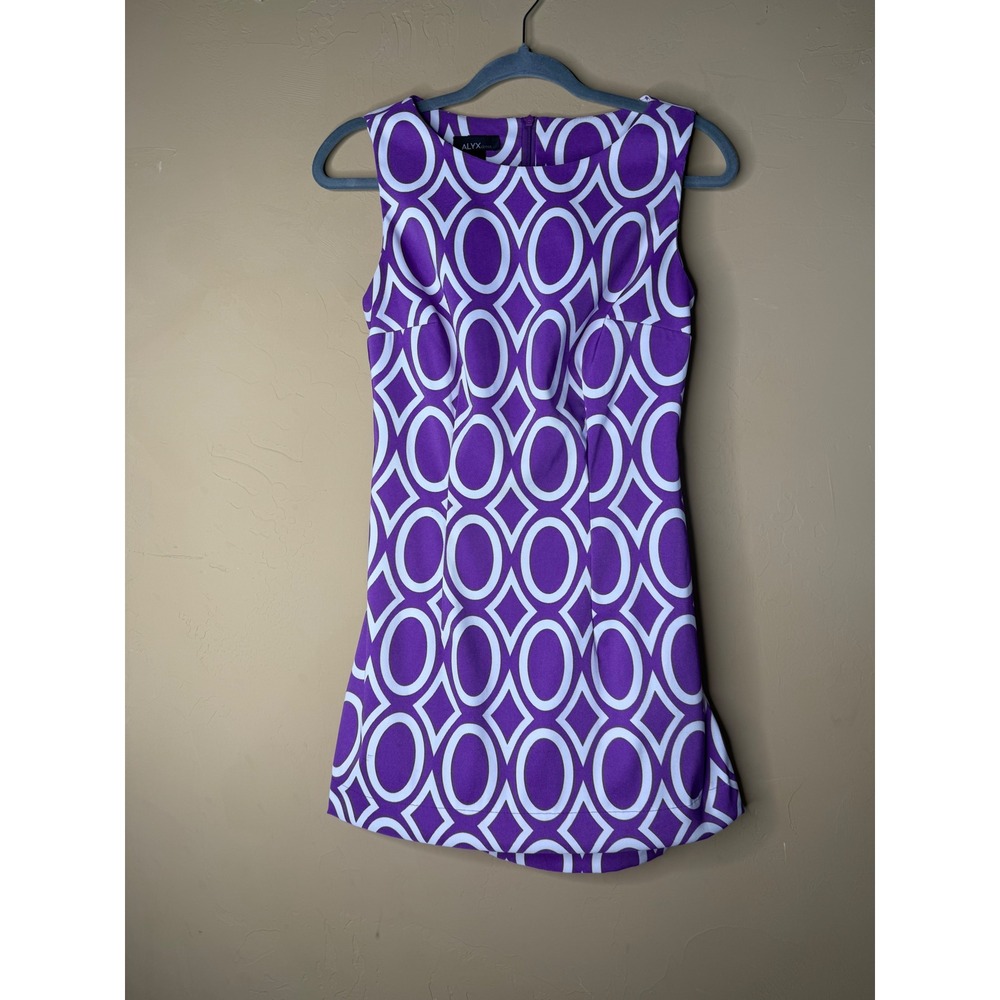 ALYX Vtg retro mini high neck purple and white dress small - Picture 8 of 8